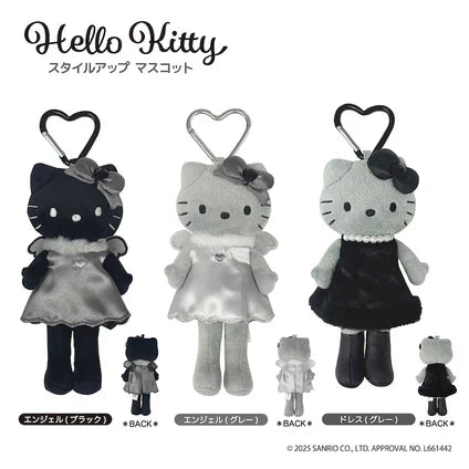 Hello Kitty Style Up Plushie Keychain Grey Angel Sanrio