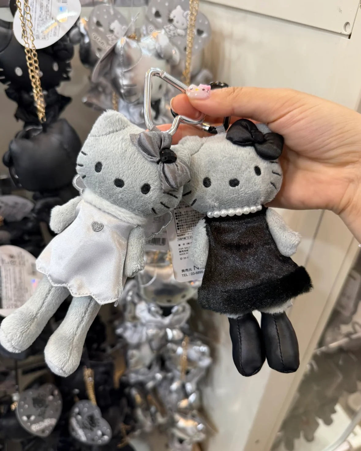 Hello Kitty Style Up Plushie Keychain Grey Angel Sanrio