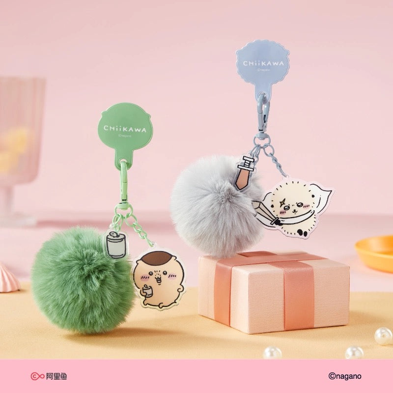 Chiikawa Acrylic Fluffy Ball Keychain Hachiware Usagi Momonga Chiikawa