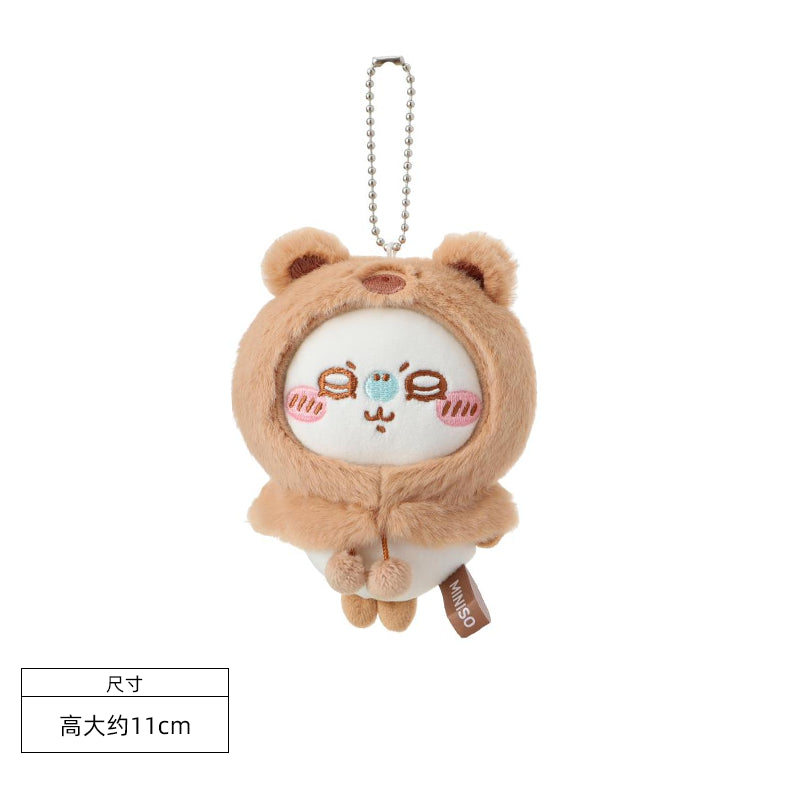 Miniso Chiikawa Peluche Ours en Peluche à Capuche Mascotte Pendentif
