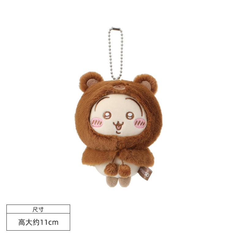 Miniso Chiikawa Peluche Ours en Peluche à Capuche Mascotte Pendentif