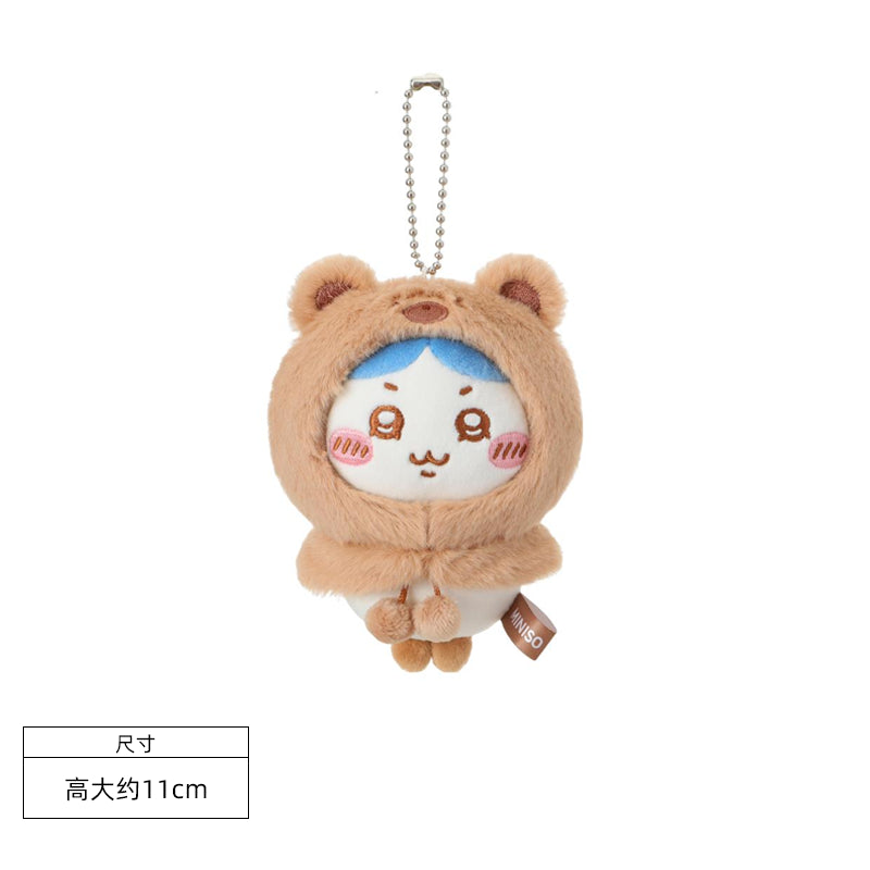 Miniso Chiikawa Peluche Ours en Peluche à Capuche Mascotte Pendentif