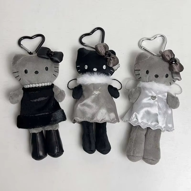 Hello Kitty Style Up Plushie Keychain Grey Angel Sanrio